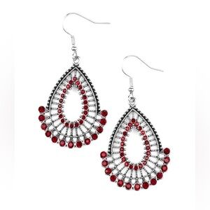 Delicate ruby red rhinestone earrings